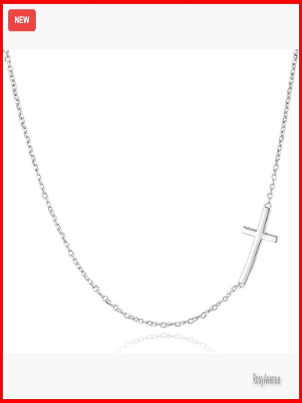 Sterling Silver Sideways Cross Pendant Necklace Adjustable Length